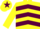 Silk - Yellow, Maroon chevrons, Yellow sleeves, Yellow cap, Maroon star