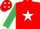 Silk - REd, white star, emerald green sleeves, red cap, white stars