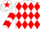 Silk - WHITE & RED DIAMONDS, red chevrons on sleeves, red star on cap