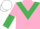 Silk - Pink, emerald green chevron, halved sleeves, white cap