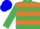 Silk - EMERALD GREEN, ORANGE HOOPS, Blue cap