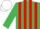 Silk - EMERALD GREEN & RED STRIPES, white cap