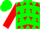 Silk - Green, Red Diamonds, Green Chevrons on Red Sleeves