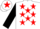 Silk - White, Red stars, Black sleeves, White cap, Red star