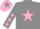 Silk - GREY, pink star, pink stars on sleeves, pink cap, grey star