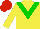 Silk - Yellow body, green chevron, yellow arms, red cap