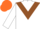 Silk - White body, brown chevron, white arms, orange cap