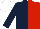 Silk - Dark blue and red (halved), dark blue sleeves, white cap