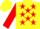 Silk - Yellow, red stars, yellow bars on red sleeves, yellow cap