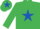 Silk - Emerald Green, Royal Blue star and star on cap