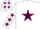 Silk - White, maroon star, maroon stars on sleeves, white cap, maroon stars