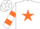 Silk - White, Orange Star, Orange bars On Sleeves