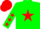 Silk - Green body, red star, green arms, red stars, red cap