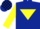 Silk - Dark blue, yellow inverted triangle, yellow sleeves, dark blue armlet, black & white check cap