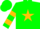 Silk - Hunter green, gold star, gold bars on sleeves