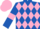 Silk - Royal Blue and Pink diamonds, Royal Blue sleeves, Pink armlets, Pink cap