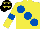 Silk - Yellow, large Royal Blue spots and armlets, Black cap, Yellow stars