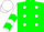 Silk - Forest green, white dots, white sleeves, green chevrons, white cap
