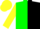 Silk - Green and black halves, yellow sleeves, yellow cap