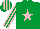 Silk - Emerald green, pink star, striped sleeves and cap