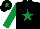 Silk - Black, Emerald Green star, sleeves and star on cap