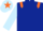 Silk - Dark blue, orange epaulettes, light blue sleeves, orange armlet, light blue cap, orange star