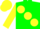 Silk - Green body, yellow large spots, yellow arms, green chevron, yellow cap
