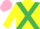 Silk - Yellow, emerald green cross sashes, pink cap