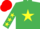 Silk - Emerald green, yellow star, yellow stars on sleeves, red cap