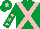 Silk - Emerald green, pink cross belts, emerald green sleeves, pink stars, emerald green cap, pink star