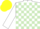 Silk - White and light green check, white sleeves, yellow cap