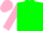 Silk - Green, pink sleeves, pink cap