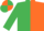 Silk - Emerald green and orange (halved), quartered cap