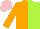 Silk - Orange, Lime Green halved, Pink Cap