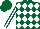 Silk - Forest green, white diamonds, white stripes on sleeves, forest green cap
