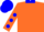 Silk - Orange, blue collar, blue dots on sleeves, blue cap