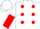 Silk - White, red spots, halved sleeves, white cap