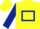 Silk - Yellow body, dark blue hollow box, dark blue arms, yellow cap