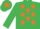 Silk - Emerald green, orange stars, emerald green cap, orange star