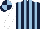 Silk - Dark blue and light blue stripes, white sleeves, dark blue and light blue quartered cap