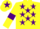 Silk - Yellow body, purple stars, yellow arms, purple armlets, yellow cap, purple star