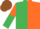 Silk - Emerald Green and Orange (halved), sleeves reversed, Brown cap