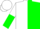 Silk - White, Green Diagonal Halves, Green Bars