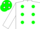 Silk - White body, green spots, white arms, green cap, white spots