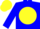 Silk - Blue body, yellow disc, blue arms, yellow cap, blue hooped