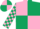 Silk - pink, dark green quartered, checked sleeves