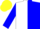 Silk - White and Blue halved horizontally, blue sleeves, Yellow cap