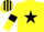 Silk - Yellow, black star, Black armlets, Striped cap