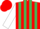 Silk - Red and Emerald Green stripes, White sleeves, Red cap