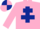 Silk - Pink, Dark Blue Cross of Lorraine, quartered cap